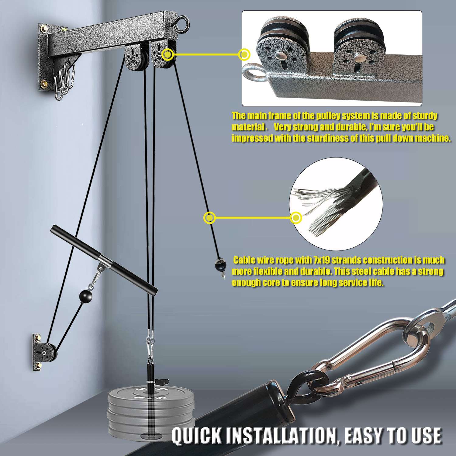 Fitness Wall Mounted Pulley Sy - Home Gym Cable Machine ulasan dan harga